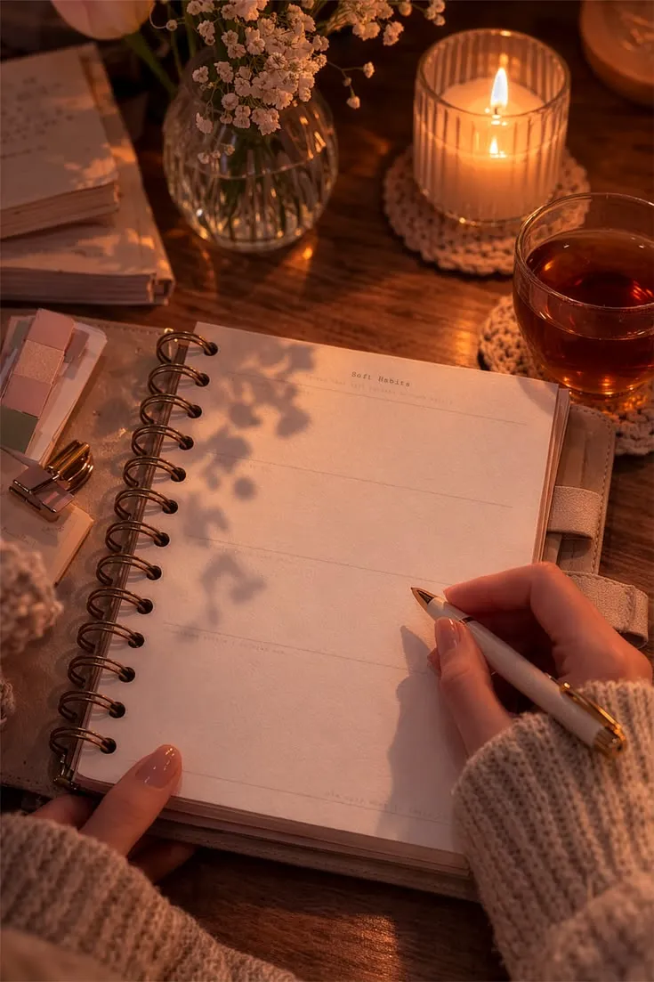 Product showcase with journal template spreads